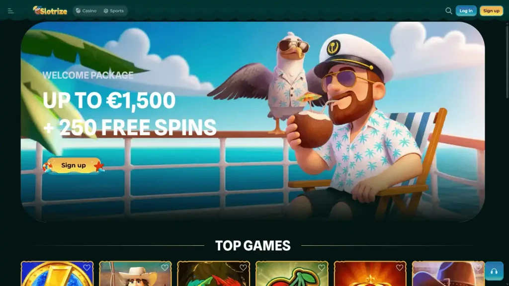 Bannière de bienvenue du casino en ligne Slotrize